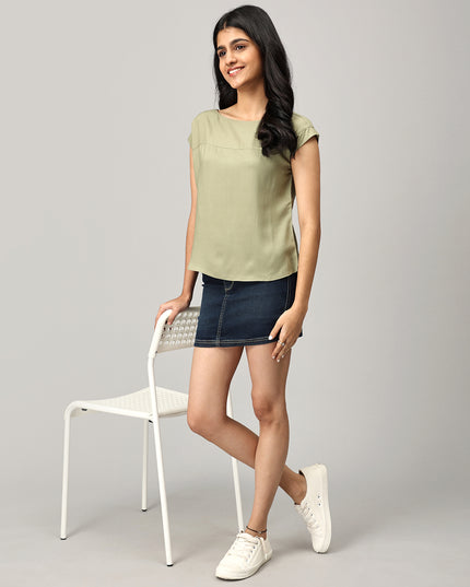 Green Boat Neck Top