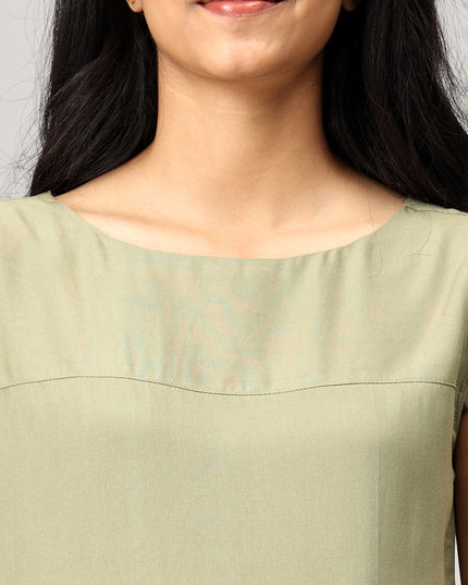 Green Boat Neck Top