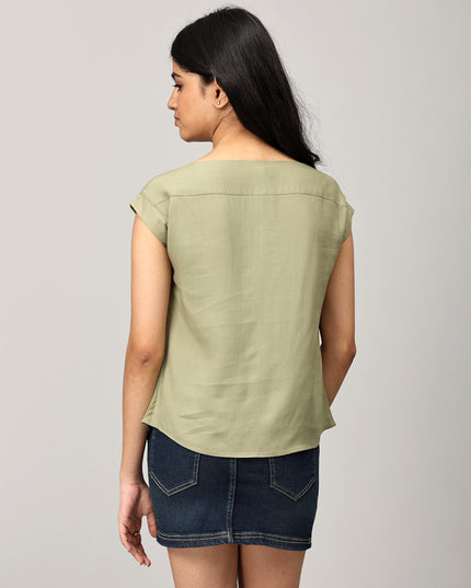 Green Boat Neck Top