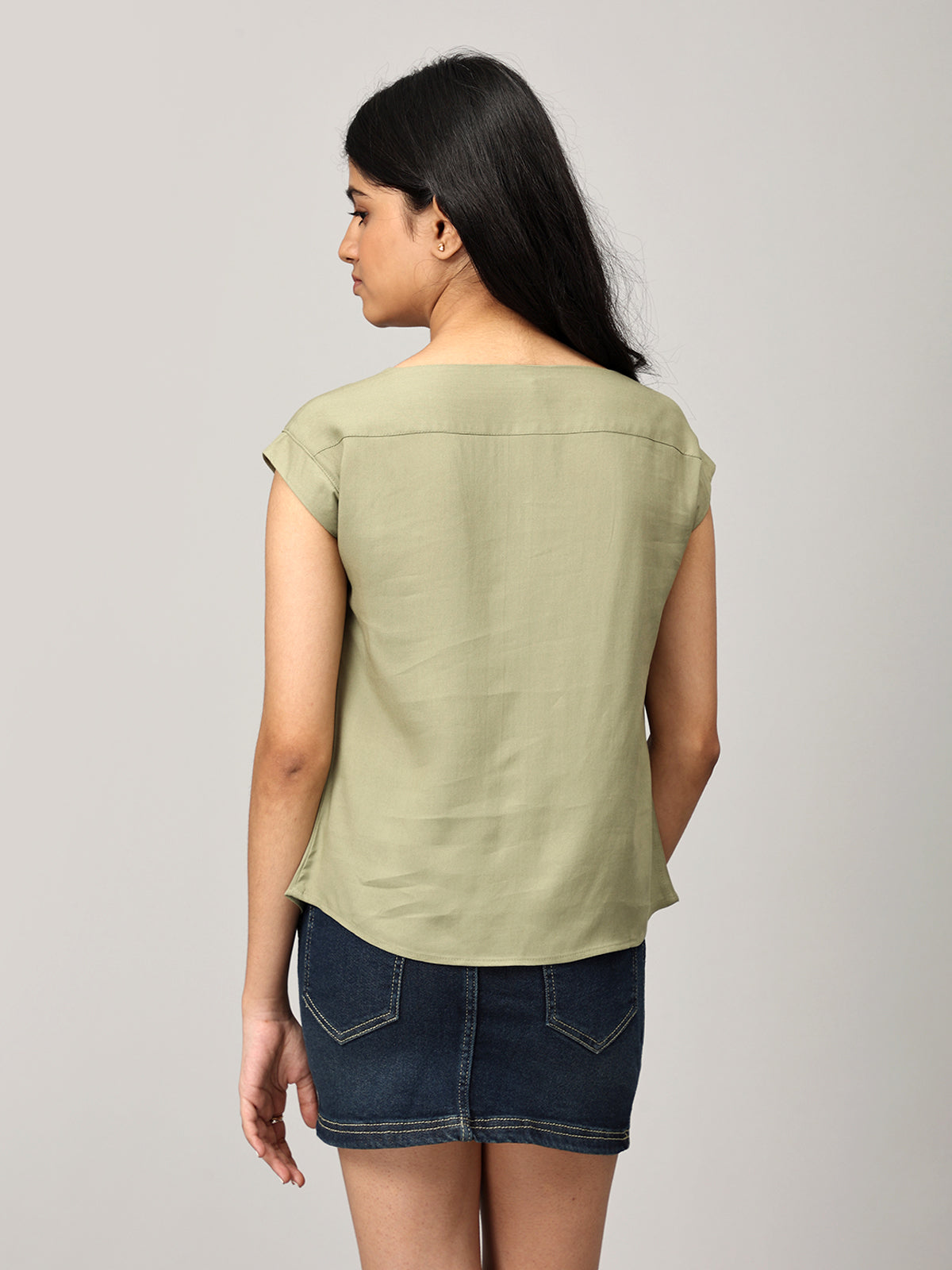 Green Boat Neck Top