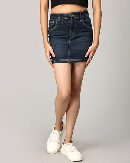 Navy Short Denim Skirt
