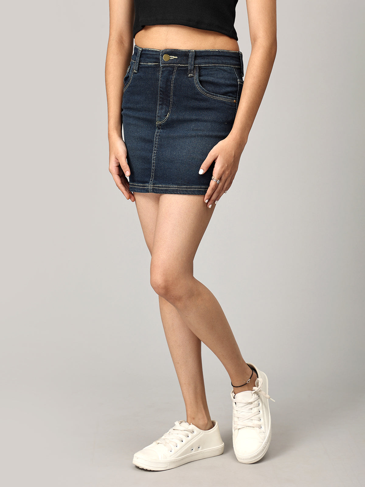 Navy Short Denim Skirt