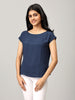 Blue Boat Neck Top