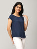 Blue Boat Neck Top