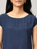 Blue Boat Neck Top