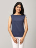 Navy Knit Boat Neck Top