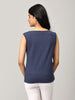 Navy Knit Boat Neck Top