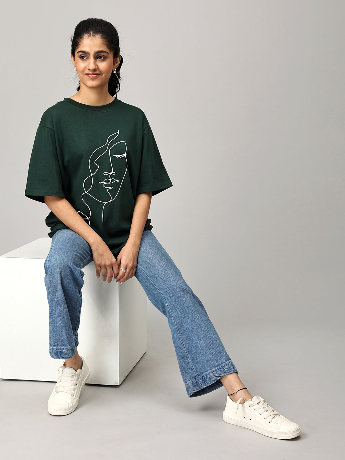 Print 2 Green Oversize Tshirt