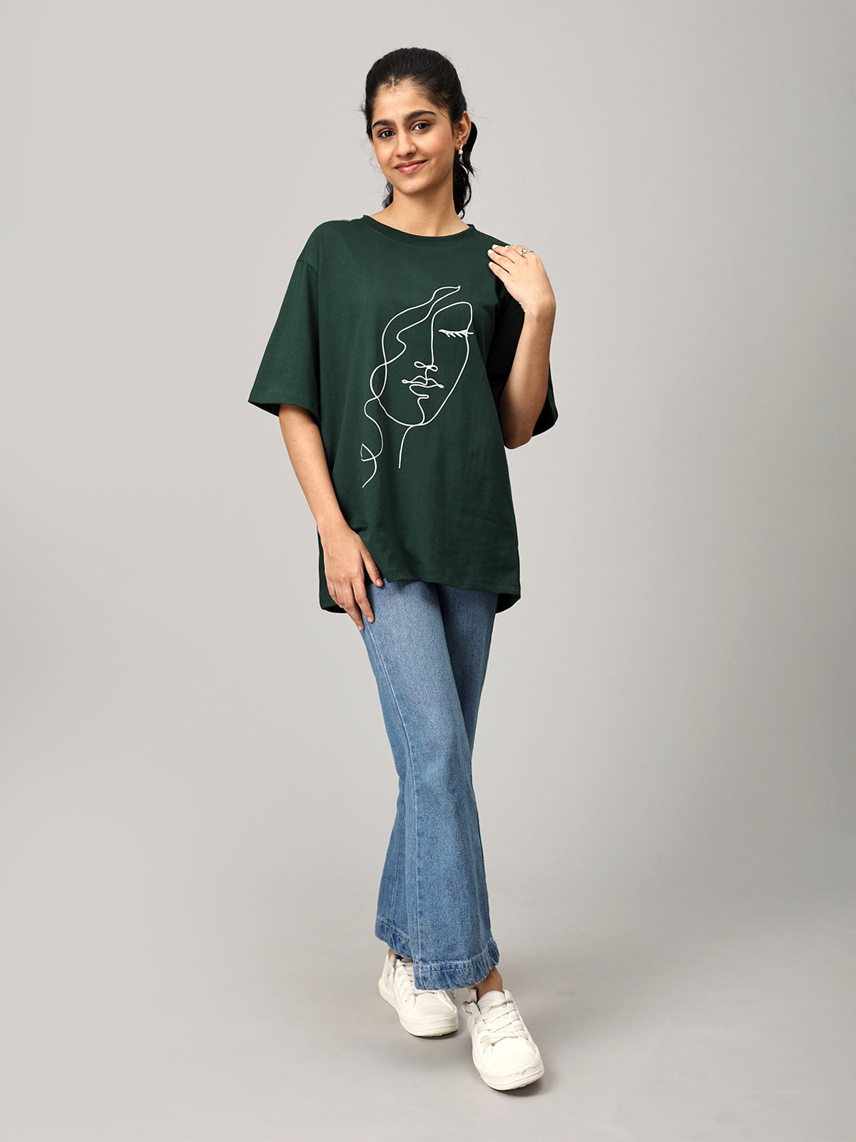 Print 2 Green Oversize Tshirt