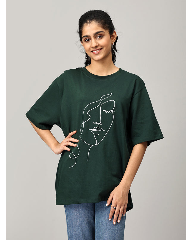 Print 2 Green Oversize Tshirt