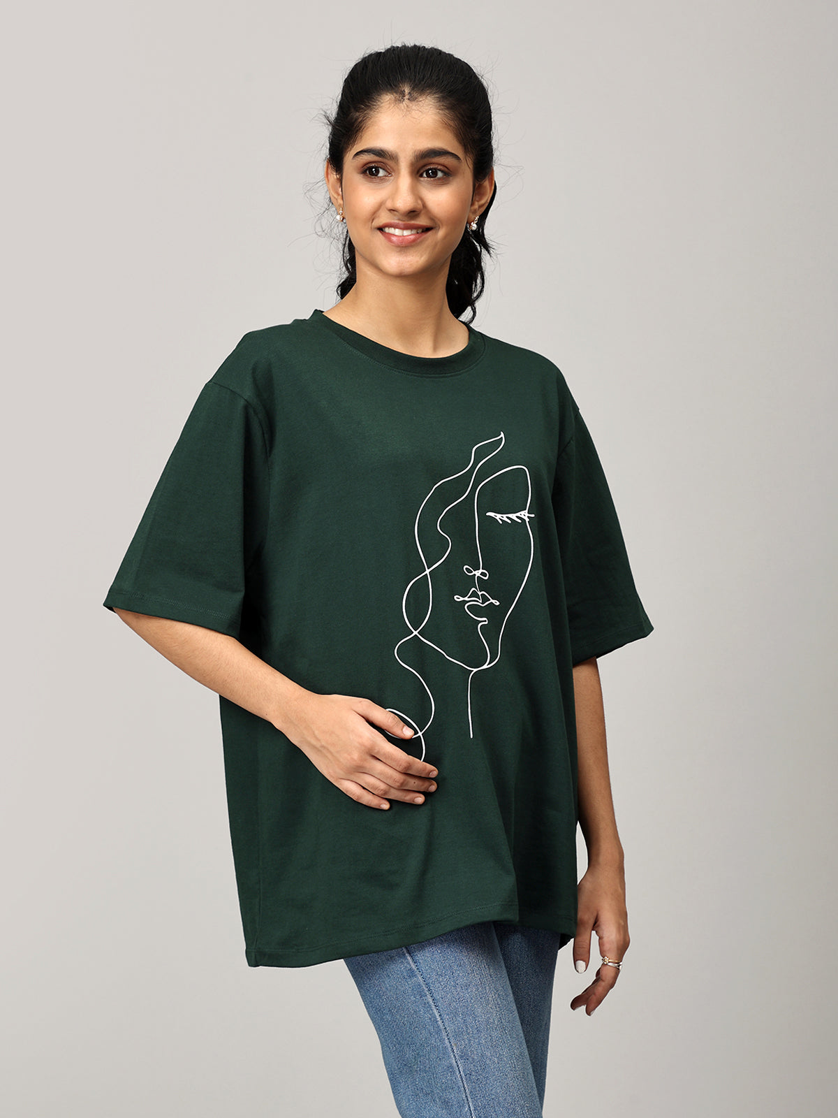 Print 2 Green Oversize Tshirt