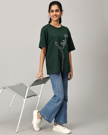 Print 1 Green Oversize Tshirt