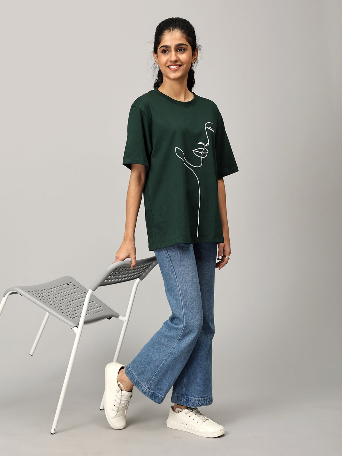 Print 1 Green Oversize Tshirt