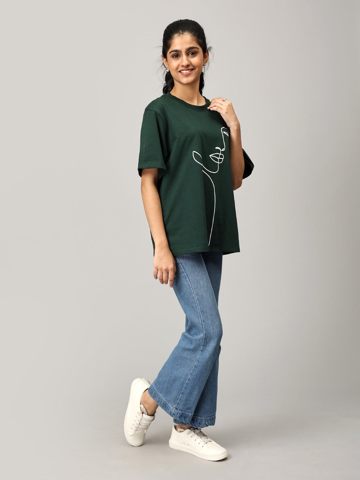 Print 1 Green Oversize Tshirt