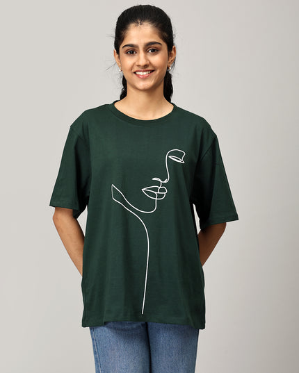 Print 1 Green Oversize Tshirt