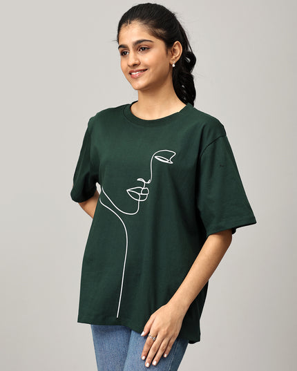 Print 1 Green Oversize Tshirt