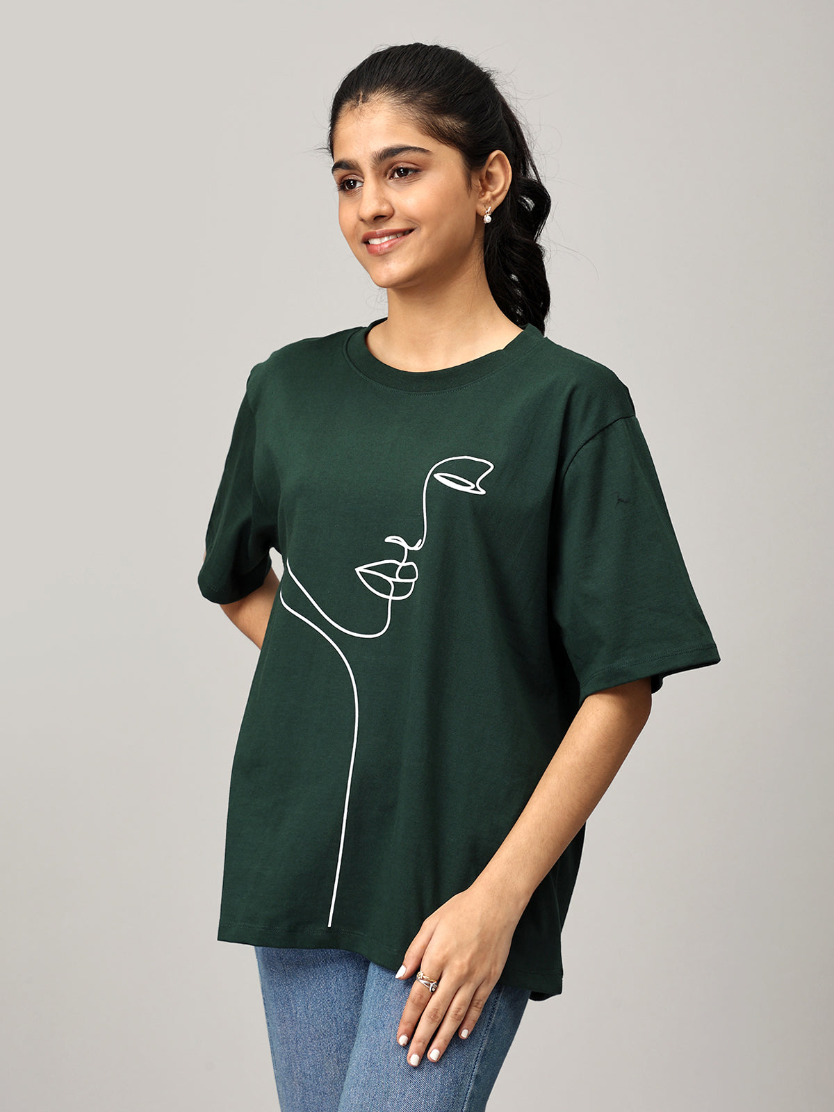 Print 1 Green Oversize Tshirt