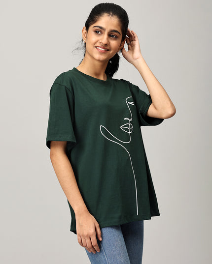 Print 1 Green Oversize Tshirt