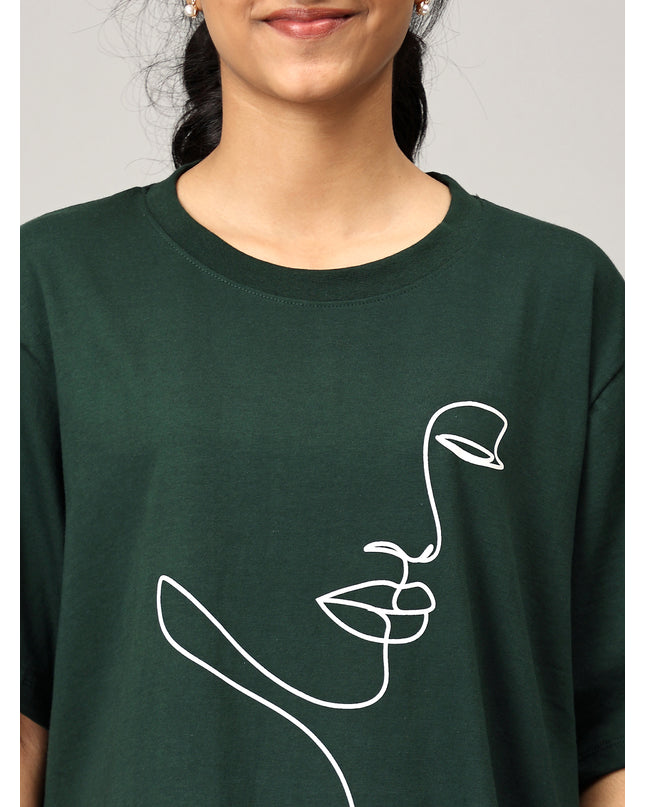 Print 1 Green Oversize Tshirt