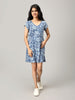 Blue A Line Printed Dress