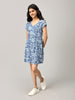 Blue A Line Printed Dress