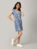 Blue A Line Printed Dress