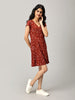 Maroon A Line Printed Dress