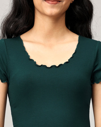 Teal Ribbed Bodycon Dress