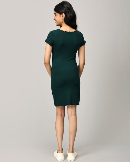 Teal Ribbed Bodycon Dress