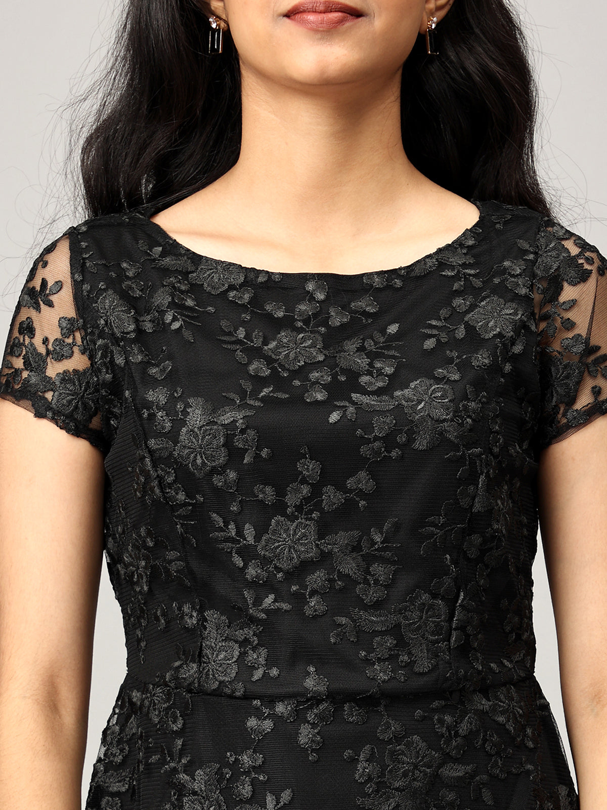 Black A Line Net Dress