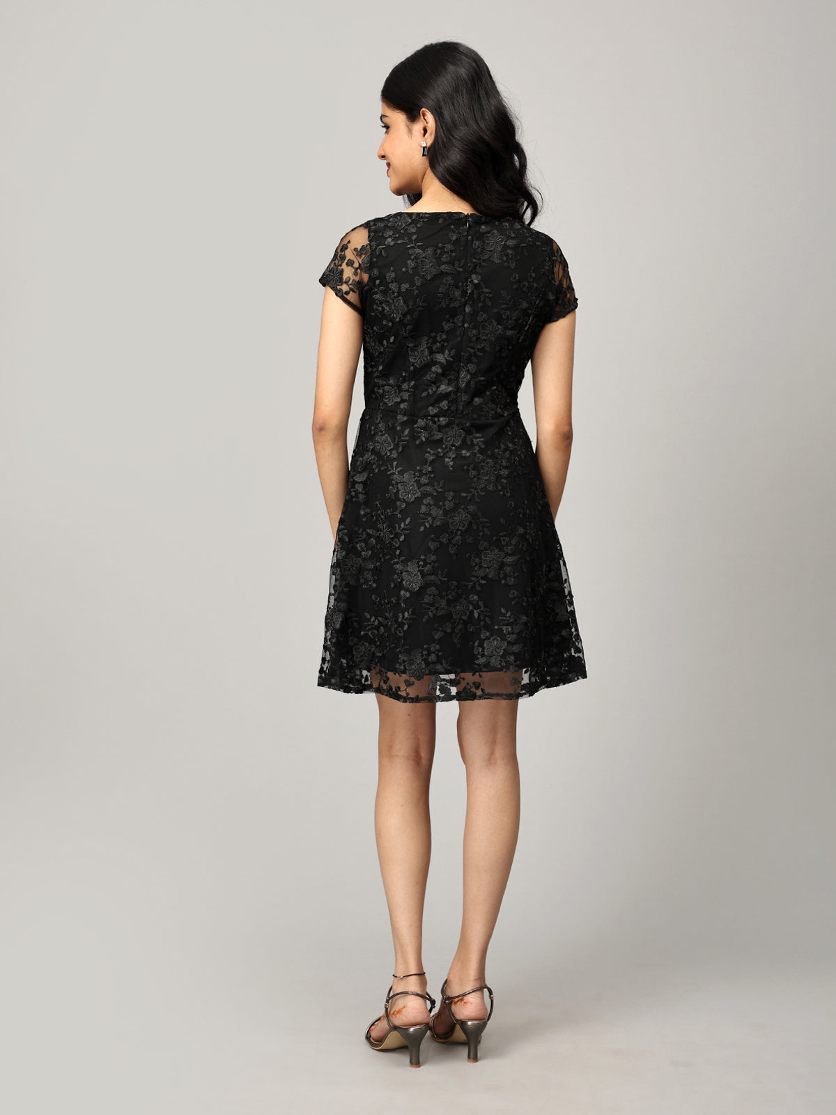 Black A Line Net Dress