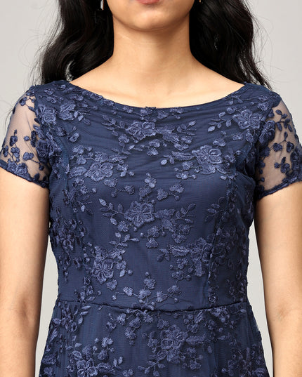 Blue A Line Net Dress