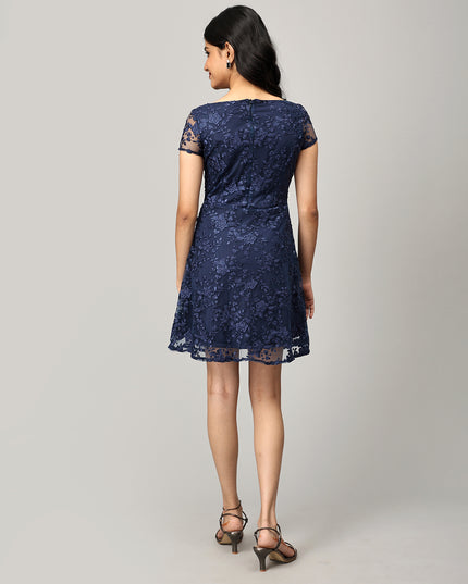 Blue A Line Net Dress