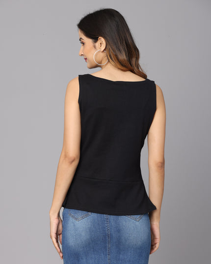 Stylish Solid Knit Black Peplum Top for Fashion-Forward Shoppers