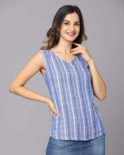 Buy Blue Striped Sleeveless Top online