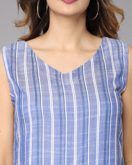 Buy the blue striped sleeveless top online for a fresh and stylish addition to your closet