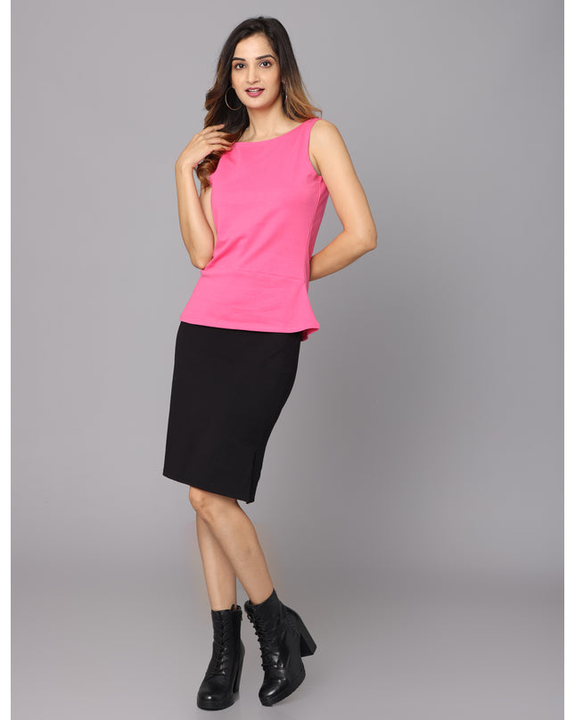 Shop Solid knit pink peplum top online