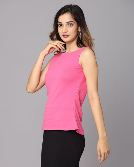Solid knit pink peplum top - Shop now!