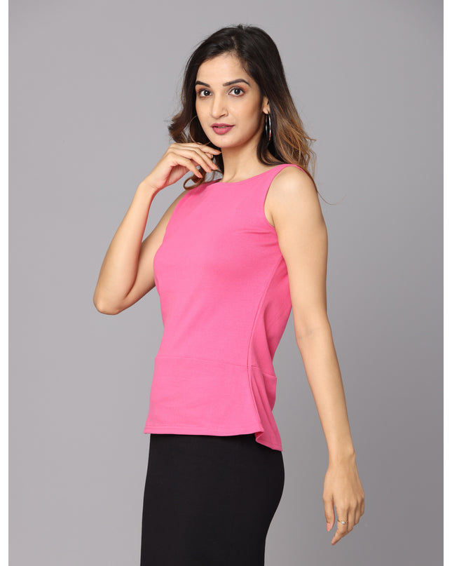 Solid knit pink peplum top - Shop now!