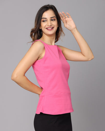 Online shopping - Solid knit pink peplum top