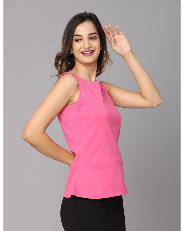 Online shopping - Solid knit pink peplum top
