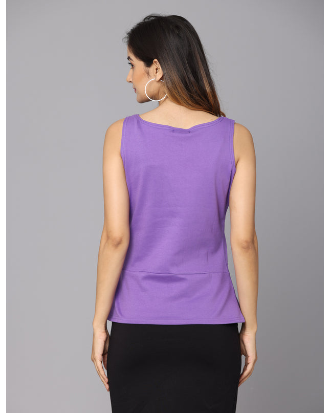Browse and buy a trendy solid knit purple peplum top online