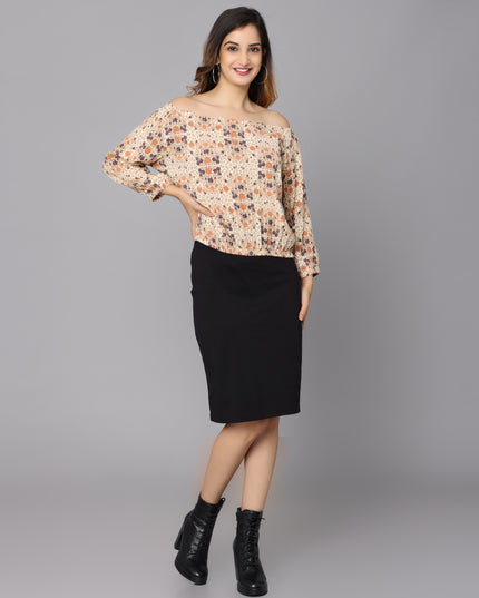 Buy Beige Printed Off Shoulder Top online