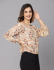 Fashionable Beige Off Shoulder Top with Funky Prints – Buy Online