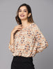 Shop the Latest Beige Printed Off Shoulder Top for a Chic Look