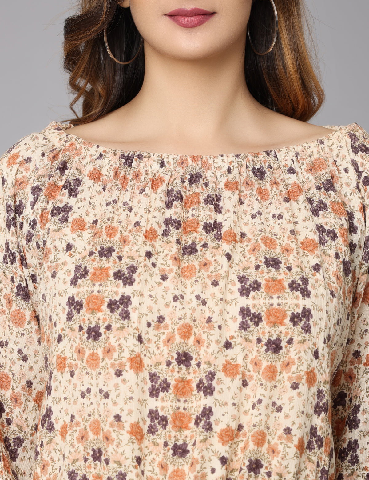 Trendy Beige Off Shoulder Top with Cool Prints – Available Online Now