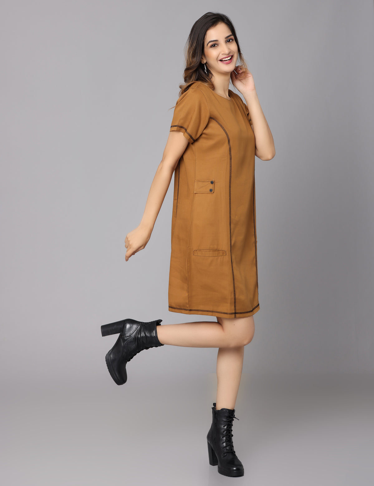 Effortless Style: Mustard Tunic Dress (Online Exclusive)