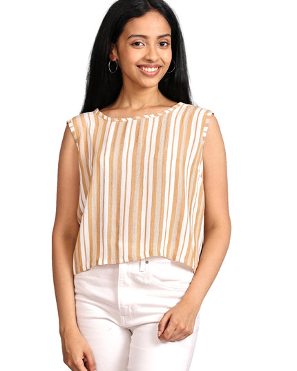 Trendy Crushed Crop Top Striped – Available Online Now
