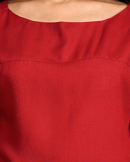 Find Boat Neck Red Woven Top Online