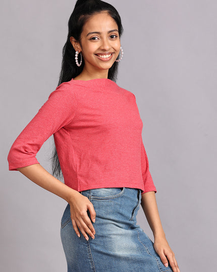 Online Store: Peach Ribbed Crop Top
